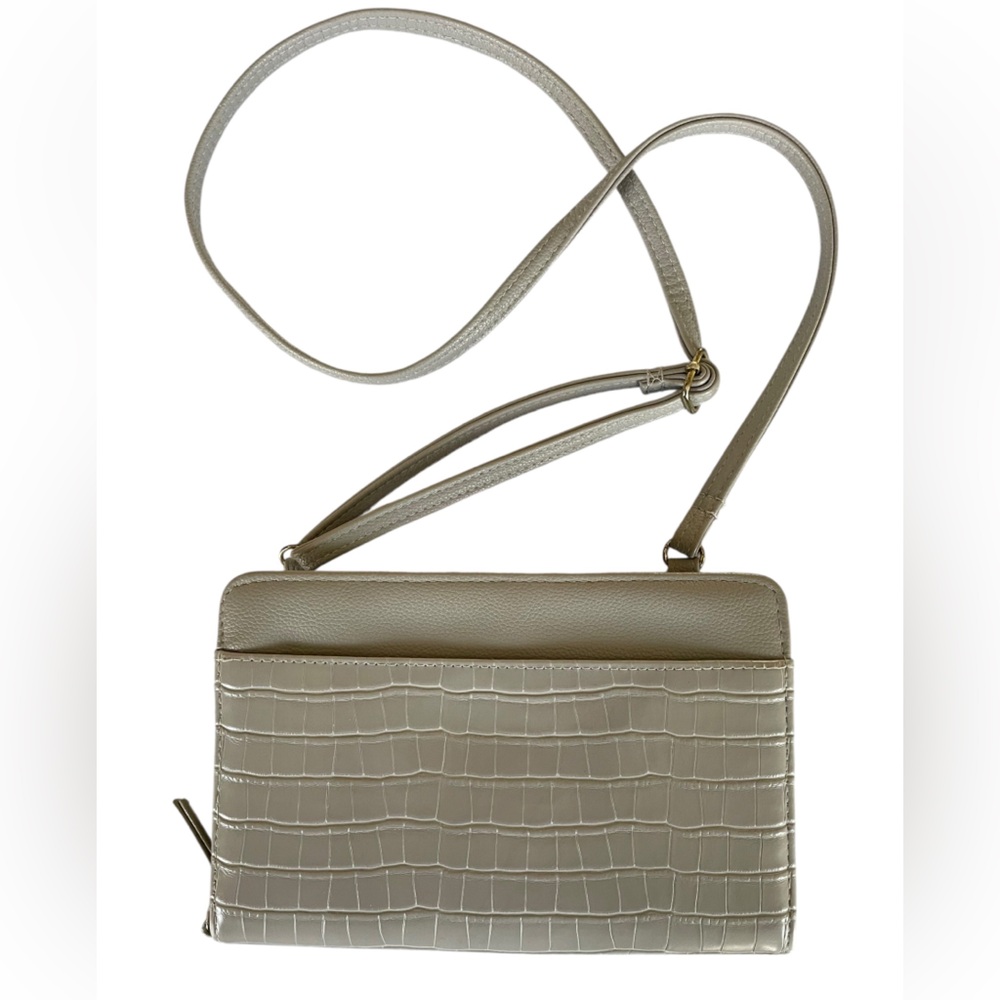 TAUPE GREY TRAVEL ORGANIZER CROSSBODY PURSE